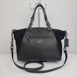 Coach Black Suede & Leather Prairie Satchel Purse